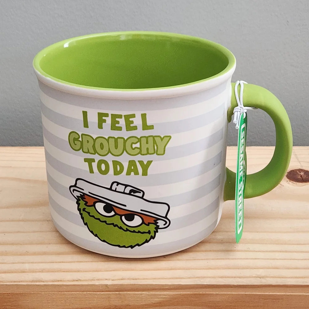 Sesame Street Oscsr the Grouch "I Feel Grouchy Today" Soft Touch Ceramic Mug NWT - Picture 1 of 12